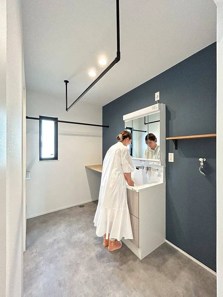 洗面とランドリーを一体にした空間