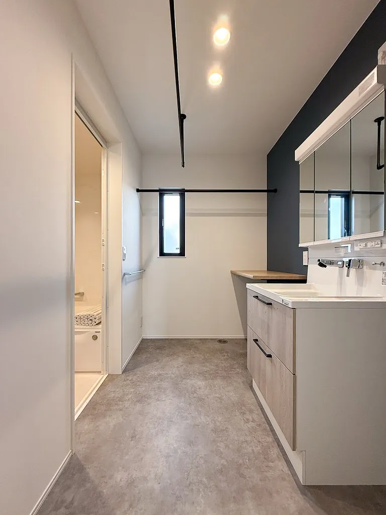 洗面とランドリーを一体にした空間